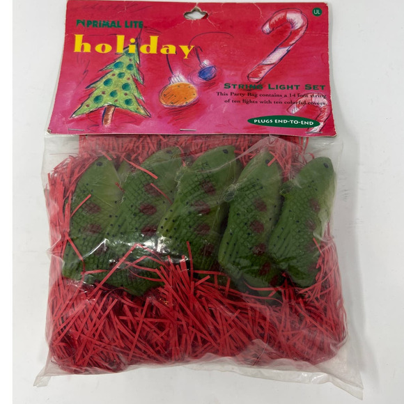 Vintage 1996 Primal Lite Mess-O-Trout Light Set 10 Trout Patio Lights Holiday - Picture 1 of 5